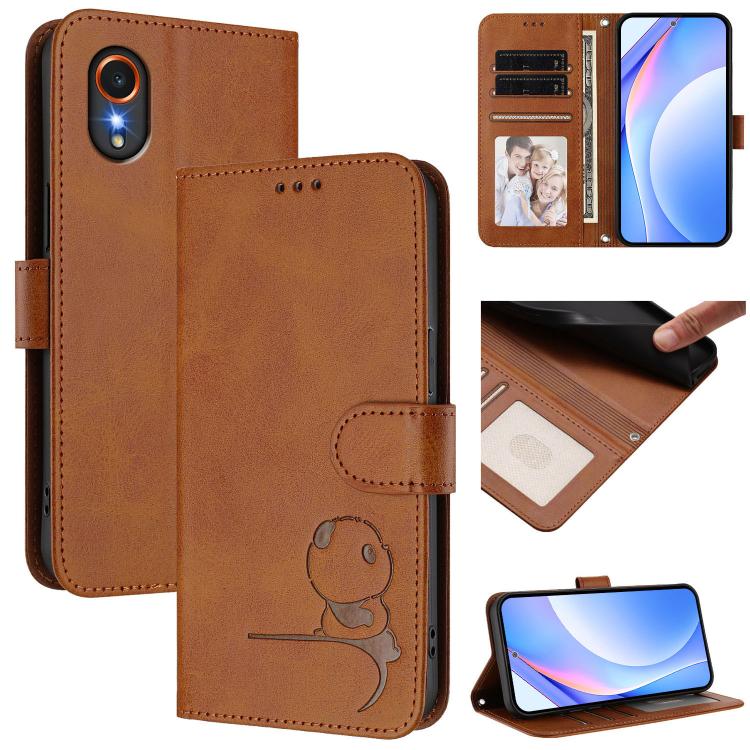 Custodia per telefono in pelle con logo Litter Panda in rilievo e protezione RFID, completa di cordino., For Samsung Galaxy M55 / C55 5G, For Samsung Galaxy XCover7 Pro, For Samsung Galaxy M15 5G / F15 5G, For Samsung Galaxy XCover7