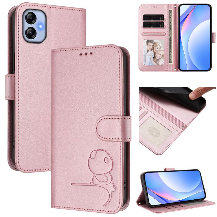 Custodia per telefono in pelle con logo Litter Panda in rilievo e protezione RFID, completa di cordino., For Samsung Galaxy A04e / F04 / M04, For Samsung Galaxy A14 5G / 4G, For Samsung Galaxy A34 5G, For Samsung Galaxy A54 5G
