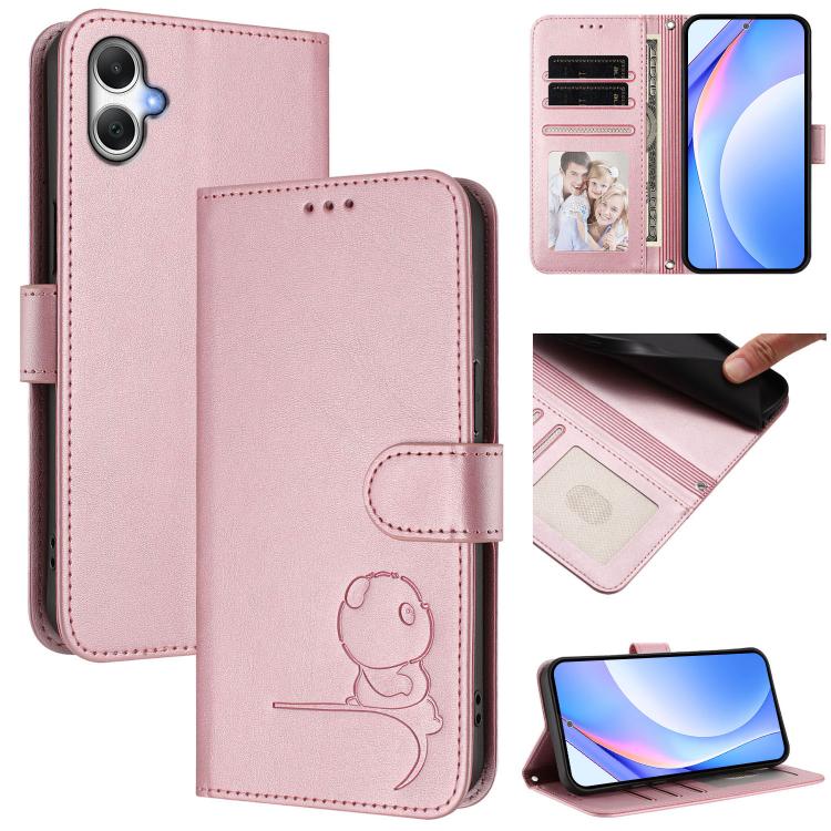 Custodia per telefono in pelle con logo Litter Panda in rilievo e protezione RFID, completa di cordino., For Samsung Galaxy A25e / A25 5G JP, For Samsung Galaxy A07 4G, For Samsung Galaxy A17 5G / A26 5G, For Samsung Galaxy A06 4G / 5G