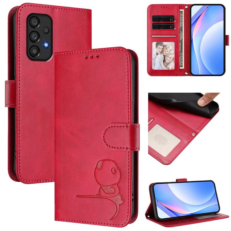 Custodia per telefono in pelle con logo Litter Panda in rilievo e protezione RFID, completa di cordino., For Samsung Galaxy A13 5G / 4G, For Samsung Galaxy A53 5G, For Samsung Galaxy A73 5G, For Samsung Galaxy A33 5G