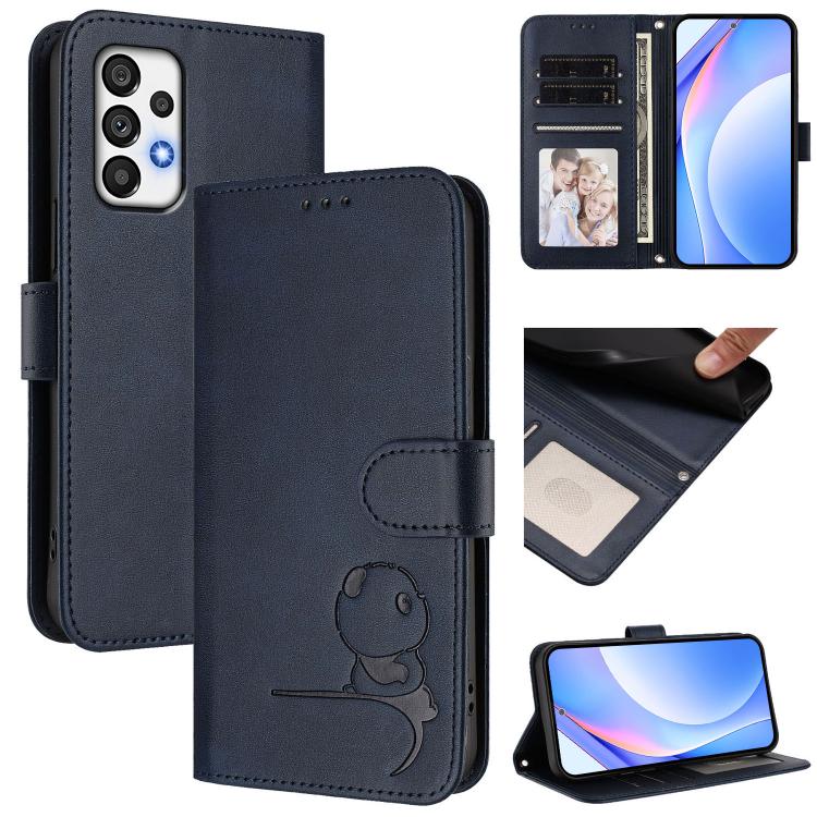 Custodia per telefono in pelle con logo Litter Panda in rilievo e protezione RFID, completa di cordino., For Samsung Galaxy A13 5G / 4G, For Samsung Galaxy A53 5G, For Samsung Galaxy A73 5G, For Samsung Galaxy A33 5G