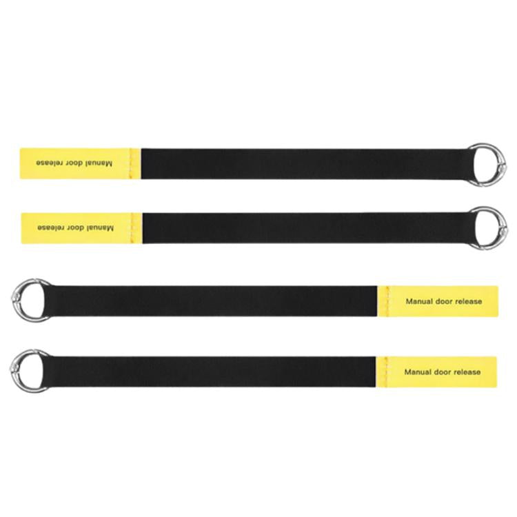 Set da 2 pezzi per Tesla Model Y / 3 Interruttore meccanico per portiera posteriore, maniglia, cordino di sicurezza esteso per sblocco manuale della portiera.