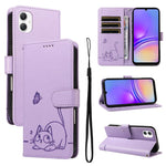 Adorabile custodia per telefono in pelle con motivo a rilievo di gatti., For Samsung Galaxy A57 5G, For Samsung Galaxy A37 5G, For Galaxy A27 5G, For Samsung Galaxy A07 5G