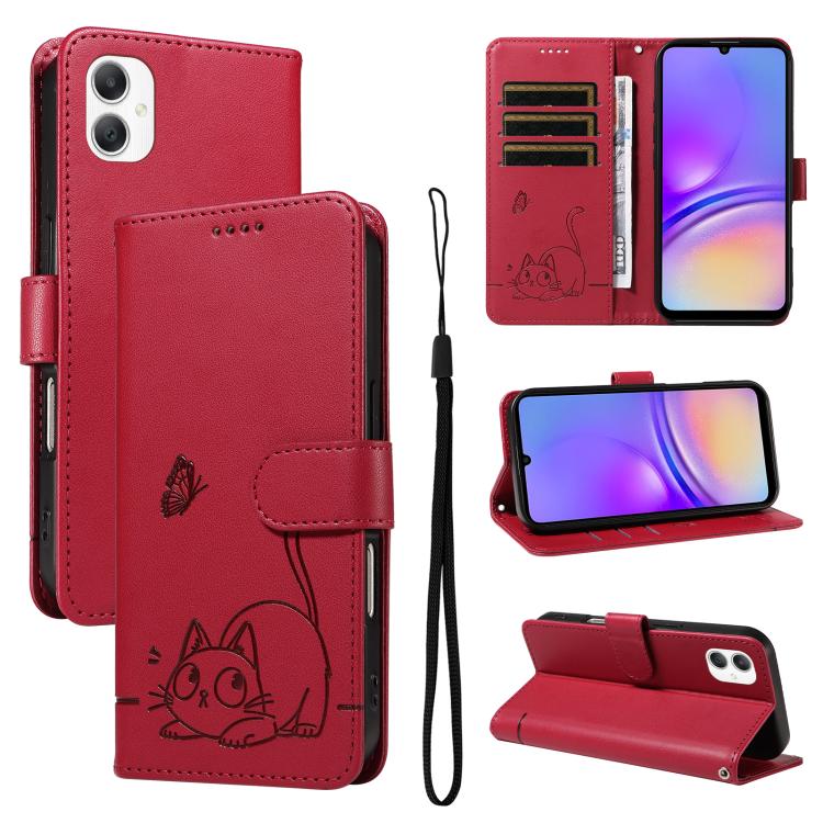 Adorabile custodia per telefono in pelle con motivo a rilievo di gatti., For Samsung Galaxy A57 5G, For Samsung Galaxy A37 5G, For Galaxy A27 5G, For Samsung Galaxy A07 5G