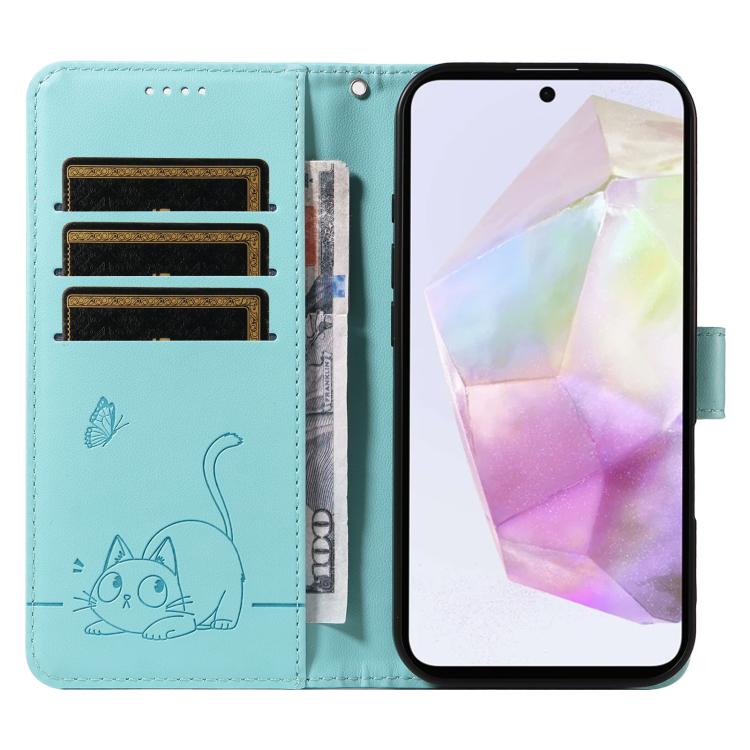 Adorabile custodia per telefono in pelle con motivo a rilievo di gatti., For Samsung Galaxy A36 5G / M56 5G, For Samsung Galaxy A56 5G