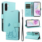 Adorabile custodia per telefono in pelle con motivo a rilievo di gatti., For Samsung Galaxy A36 5G / M56 5G, For Samsung Galaxy A56 5G