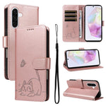 Adorabile custodia per telefono in pelle con motivo a rilievo di gatti., For Samsung Galaxy A36 5G / M56 5G, For Samsung Galaxy A56 5G