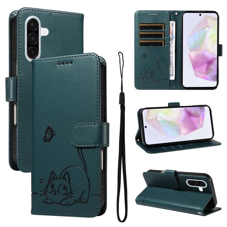 Adorabile custodia per telefono in pelle con motivo a rilievo di gatti., For Samsung Galaxy A36 5G / M56 5G, For Samsung Galaxy A56 5G
