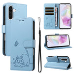 Adorabile custodia per telefono in pelle con motivo a rilievo di gatti., For Samsung Galaxy A36 5G / M56 5G, For Samsung Galaxy A56 5G