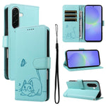 Adorabile custodia per telefono in pelle con motivo a rilievo di gatti., For Samsung Galaxy A57 5G, For Samsung Galaxy A37 5G, For Galaxy A27 5G, For Samsung Galaxy A07 5G