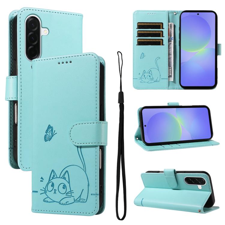 Adorabile custodia per telefono in pelle con motivo a rilievo di gatti., For Samsung Galaxy A57 5G, For Samsung Galaxy A37 5G, For Galaxy A27 5G, For Samsung Galaxy A07 5G