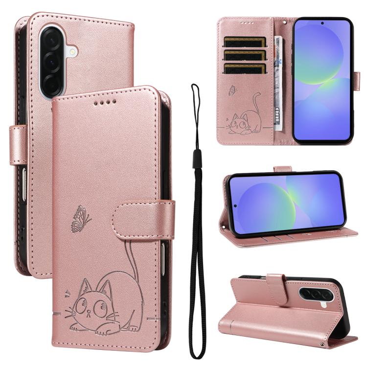 Adorabile custodia per telefono in pelle con motivo a rilievo di gatti., For Samsung Galaxy A57 5G, For Samsung Galaxy A37 5G, For Galaxy A27 5G, For Samsung Galaxy A07 5G