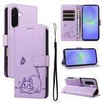 Adorabile custodia per telefono in pelle con motivo a rilievo di gatti., For Samsung Galaxy A57 5G, For Samsung Galaxy A37 5G, For Galaxy A27 5G, For Samsung Galaxy A07 5G
