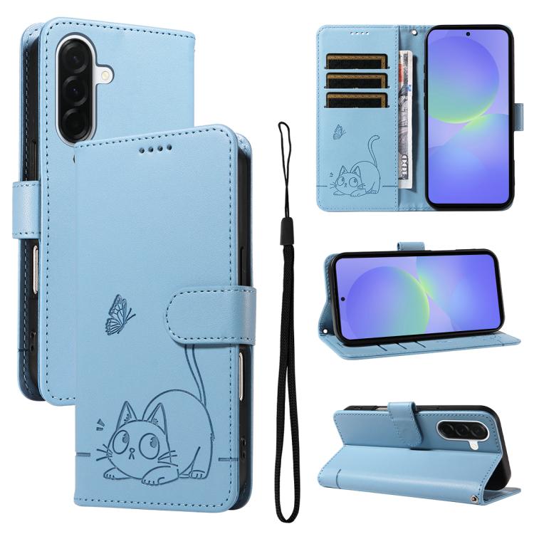 Adorabile custodia per telefono in pelle con motivo a rilievo di gatti., For Samsung Galaxy A57 5G, For Samsung Galaxy A37 5G, For Galaxy A27 5G, For Samsung Galaxy A07 5G