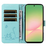 Adorabile custodia per telefono in pelle con motivo a rilievo di gatti., For Samsung Galaxy A57 5G, For Samsung Galaxy A37 5G, For Galaxy A27 5G, For Samsung Galaxy A07 5G