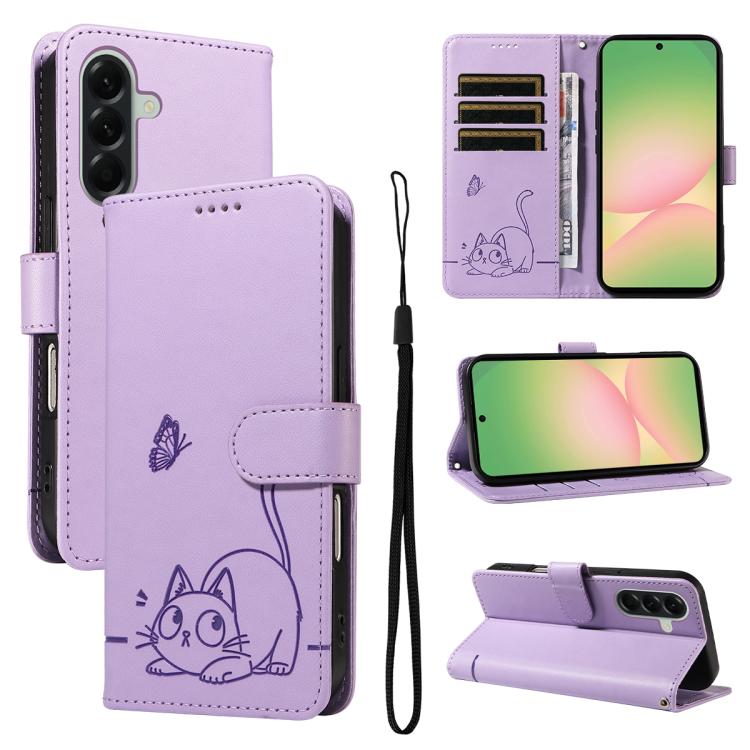 Adorabile custodia per telefono in pelle con motivo a rilievo di gatti., For Samsung Galaxy A57 5G, For Samsung Galaxy A37 5G, For Galaxy A27 5G, For Samsung Galaxy A07 5G