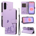 Adorabile custodia per telefono in pelle con motivo a rilievo di gatti., For Samsung Galaxy A57 5G, For Samsung Galaxy A37 5G, For Galaxy A27 5G, For Samsung Galaxy A07 5G