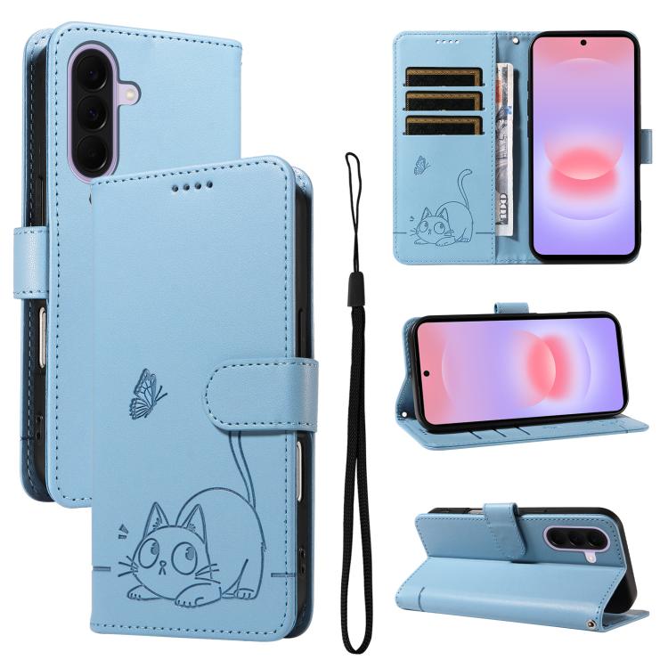 Adorabile custodia per telefono in pelle con motivo a rilievo di gatti., For Samsung Galaxy A57 5G, For Samsung Galaxy A37 5G, For Galaxy A27 5G, For Samsung Galaxy A07 5G