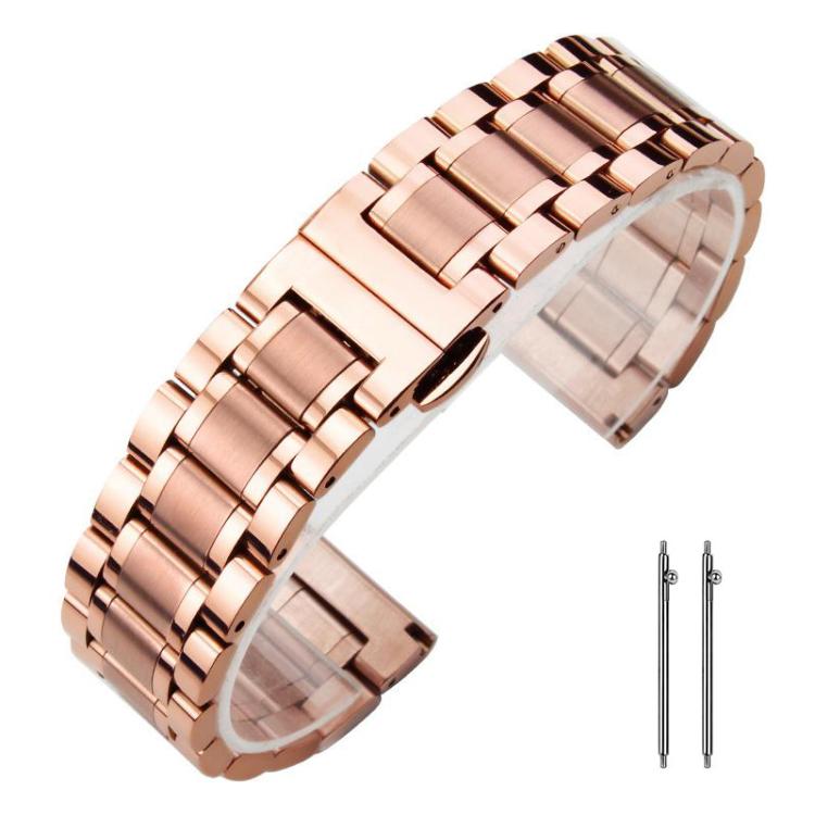 Cinturino per orologio xDfind con fibbia a farfalla in acciaio inossidabile massiccio a cinque perline, 14mm, 18mm, 20mm, 22mm