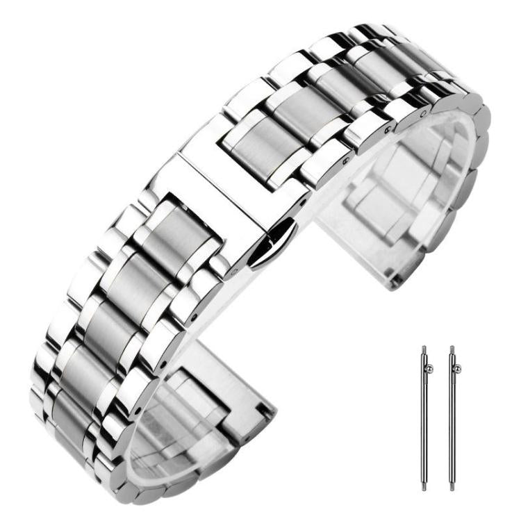 Cinturino per orologio xDfind con fibbia a farfalla in acciaio inossidabile massiccio a cinque perline, 14mm, 18mm, 20mm, 22mm