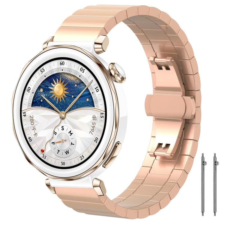 Cinturino per orologio xDfind in acciaio inossidabile massiccio con una sola perlina in bambù., 18mm, 20mm, 22mm, 14mm