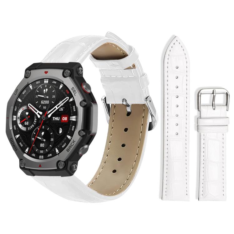 Cinturino per orologio in pelle con fibbia ad ardiglione e texture di bambù xDfind, For Amazfit T-Rex3 22mm