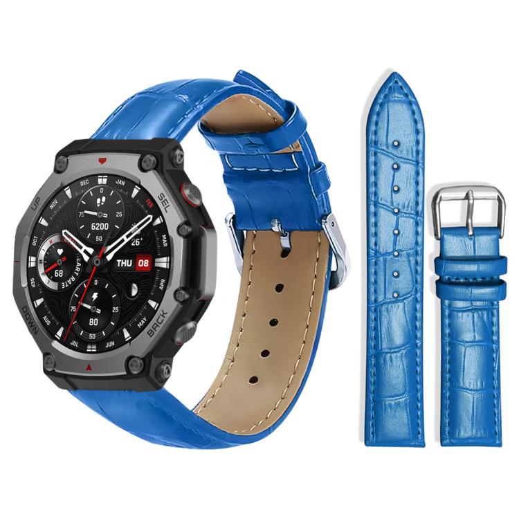 Cinturino per orologio in pelle con fibbia ad ardiglione e texture di bambù xDfind, For Amazfit T-Rex3 22mm