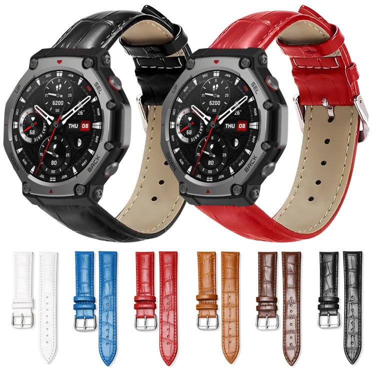 Cinturino per orologio in pelle con fibbia ad ardiglione e texture di bambù xDfind, For Amazfit T-Rex3 22mm