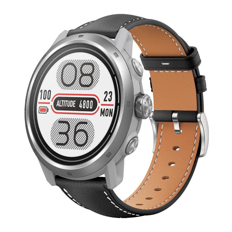 Cinturino per orologio xDfind Flat Head Black Shark in pelle a grana fine, 20mm For COROS APEX 2 42mm / PACE 2