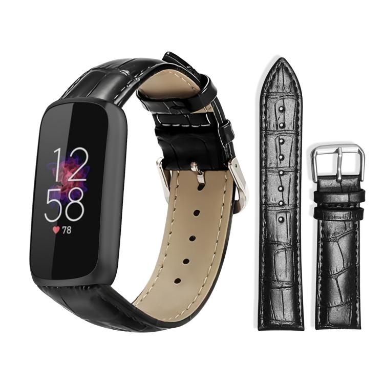 Cinturino per orologio in pelle con fibbia ad ardiglione e texture di bambù xDfind, For Fitbit Charge 6 / 5 18mm, For Fitbit Inspire 3 12mm, For Fitbit Versa 4 / 3 / Sense2 / 1 20mm, For Fitbit Luxe / Special Edition 12mm