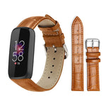 Cinturino per orologio in pelle con fibbia ad ardiglione e texture di bambù xDfind, For Fitbit Charge 6 / 5 18mm, For Fitbit Inspire 3 12mm, For Fitbit Versa 4 / 3 / Sense2 / 1 20mm, For Fitbit Luxe / Special Edition 12mm