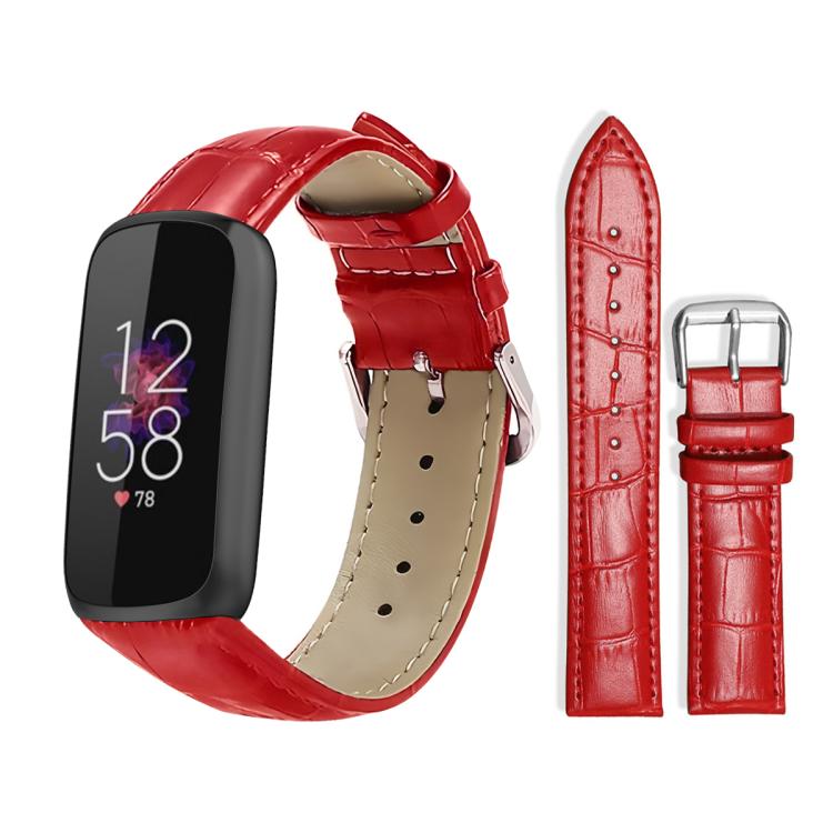 Cinturino per orologio in pelle con fibbia ad ardiglione e texture di bambù xDfind, For Fitbit Charge 6 / 5 18mm, For Fitbit Inspire 3 12mm, For Fitbit Versa 4 / 3 / Sense2 / 1 20mm, For Fitbit Luxe / Special Edition 12mm