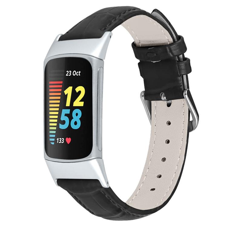 Cinturino per orologio in pelle con fibbia ad ardiglione e texture di bambù xDfind, For Fitbit Charge 6 / 5 18mm, For Fitbit Inspire 3 12mm, For Fitbit Versa 4 / 3 / Sense2 / 1 20mm, For Fitbit Luxe / Special Edition 12mm