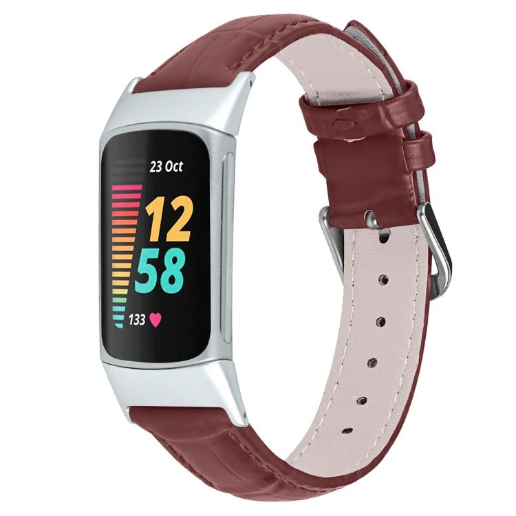 Cinturino per orologio in pelle con fibbia ad ardiglione e texture di bambù xDfind, For Fitbit Charge 6 / 5 18mm, For Fitbit Inspire 3 12mm, For Fitbit Versa 4 / 3 / Sense2 / 1 20mm, For Fitbit Luxe / Special Edition 12mm