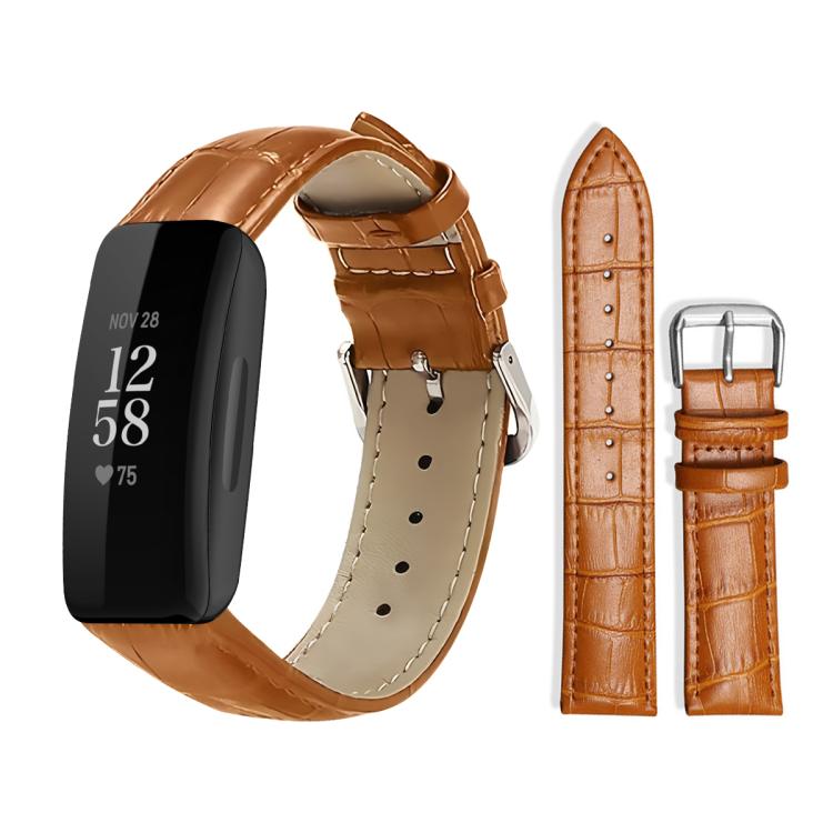 Cinturino per orologio in pelle con fibbia ad ardiglione e texture di bambù xDfind, For Fitbit Inspire 2 / Ace 3 14mm, For Fitbit Versa 2/Versa/Versa Lite/Blaze 22mm, For Fitbit Charge 4 / 3 18mm