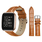 Cinturino per orologio in pelle con fibbia ad ardiglione e texture di bambù xDfind, For Fitbit Inspire 2 / Ace 3 14mm, For Fitbit Versa 2/Versa/Versa Lite/Blaze 22mm, For Fitbit Charge 4 / 3 18mm
