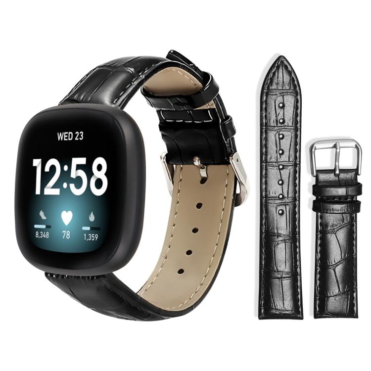 Cinturino per orologio in pelle con fibbia ad ardiglione e texture di bambù xDfind, For Fitbit Charge 6 / 5 18mm, For Fitbit Inspire 3 12mm, For Fitbit Versa 4 / 3 / Sense2 / 1 20mm, For Fitbit Luxe / Special Edition 12mm