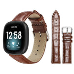 Cinturino per orologio in pelle con fibbia ad ardiglione e texture di bambù xDfind, For Fitbit Charge 6 / 5 18mm, For Fitbit Inspire 3 12mm, For Fitbit Versa 4 / 3 / Sense2 / 1 20mm, For Fitbit Luxe / Special Edition 12mm