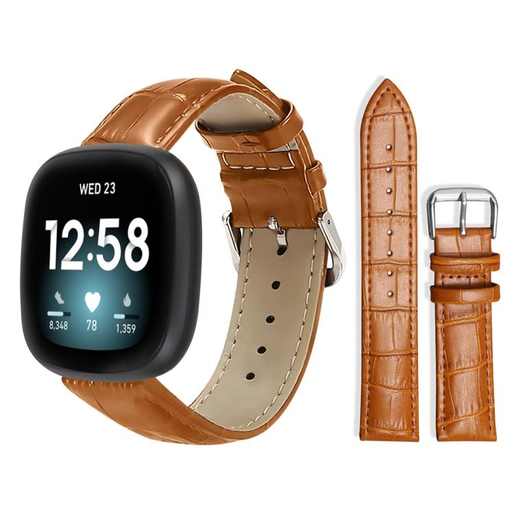 Cinturino per orologio in pelle con fibbia ad ardiglione e texture di bambù xDfind, For Fitbit Charge 6 / 5 18mm, For Fitbit Inspire 3 12mm, For Fitbit Versa 4 / 3 / Sense2 / 1 20mm, For Fitbit Luxe / Special Edition 12mm