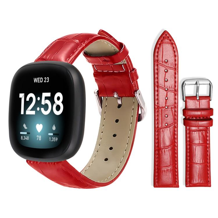 Cinturino per orologio in pelle con fibbia ad ardiglione e texture di bambù xDfind, For Fitbit Charge 6 / 5 18mm, For Fitbit Inspire 3 12mm, For Fitbit Versa 4 / 3 / Sense2 / 1 20mm, For Fitbit Luxe / Special Edition 12mm