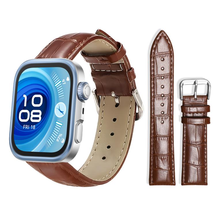 Cinturino per orologio in pelle con fibbia ad ardiglione e texture di bambù xDfind, For Huawei Watch Fit 5 / Fit 5 Pro 20mm, For Huawei Band 10 / 9 / 8 14mm, For Huawei Watch D2 22mm