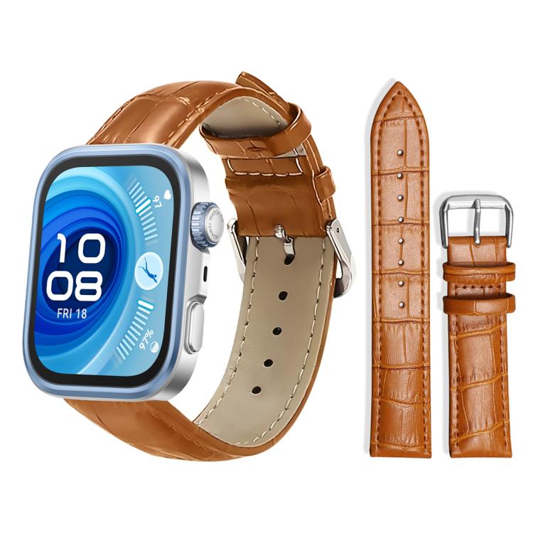 Cinturino per orologio in pelle con fibbia ad ardiglione e texture di bambù xDfind, For Huawei Watch Fit 5 / Fit 5 Pro 20mm, For Huawei Band 10 / 9 / 8 14mm, For Huawei Watch D2 22mm