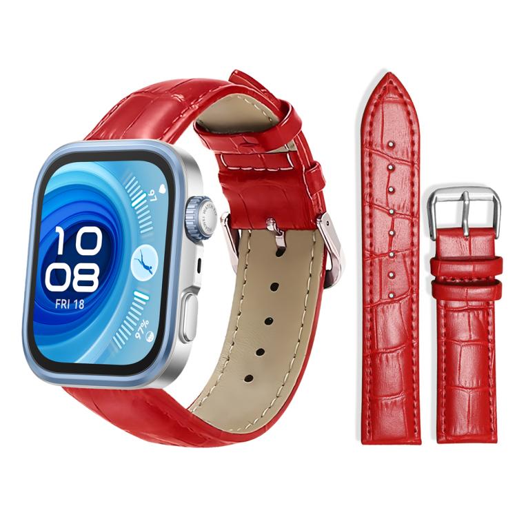 Cinturino per orologio in pelle con fibbia ad ardiglione e texture di bambù xDfind, For Huawei Watch Fit 5 / Fit 5 Pro 20mm, For Huawei Band 10 / 9 / 8 14mm, For Huawei Watch D2 22mm