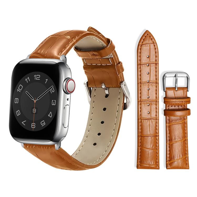 Cinturino per orologio in pelle con fibbia ad ardiglione e texture di bambù xDfind, For Apple Watch 42 / 44 / 45 / 46 / 49mm, For Apple Watch 38 / 40 / 41 / S10 42mm