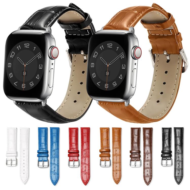 Cinturino per orologio in pelle con fibbia ad ardiglione e texture di bambù xDfind, For Apple Watch 42 / 44 / 45 / 46 / 49mm, For Apple Watch 38 / 40 / 41 / S10 42mm