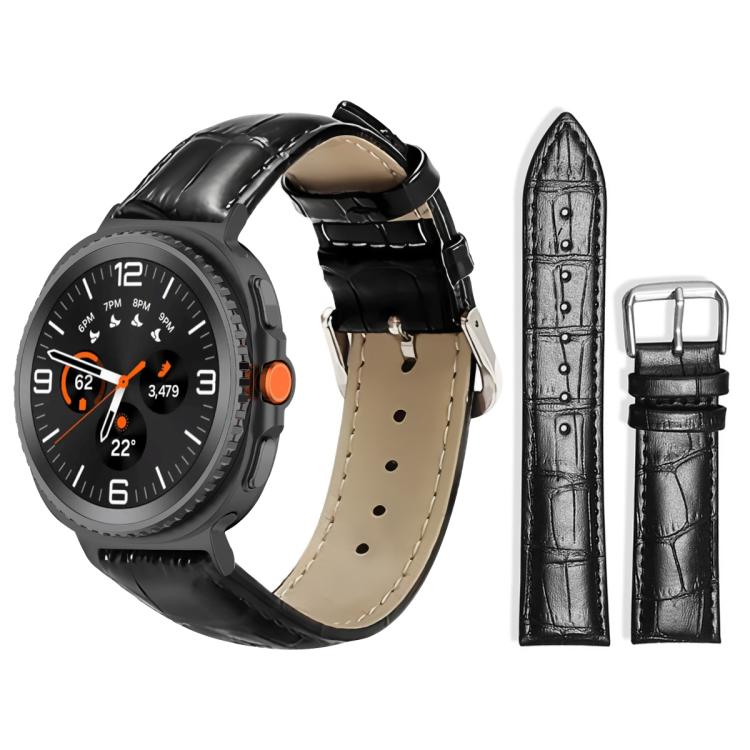 Cinturino per orologio in pelle con fibbia ad ardiglione e texture di bambù xDfind, For Samsung Galaxy Watch Ultra / Ultra 2025 22mm, For Samsung Galaxy Watch8 / Wacth8 Classic 22mm, For Samsung Galaxy Watch7 / FE / 6 / 5 / 4 20mm                      ...