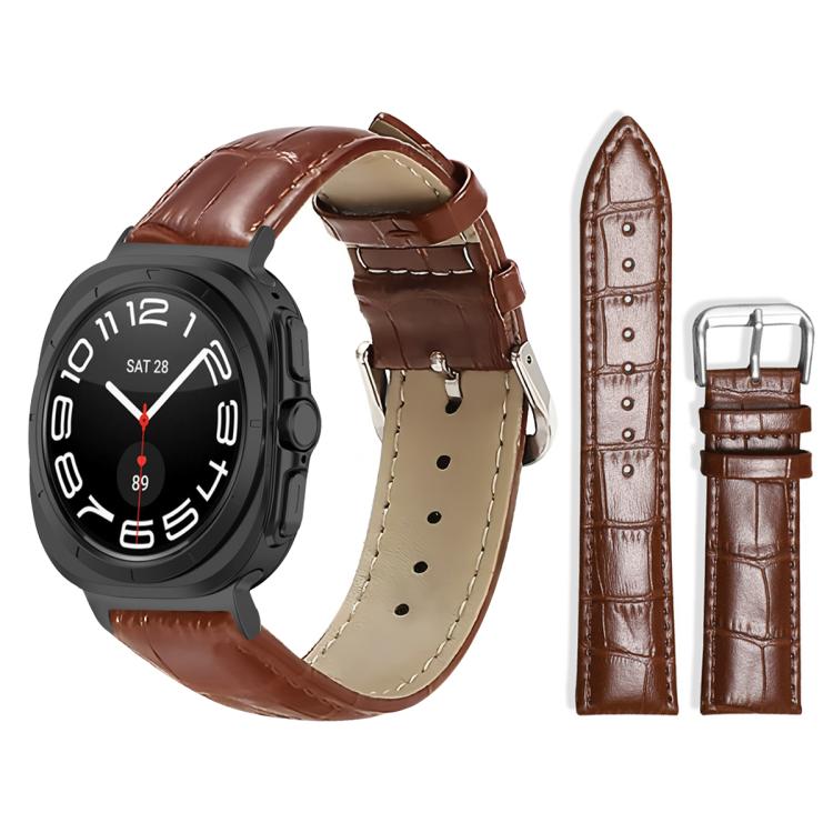 Cinturino per orologio in pelle con fibbia ad ardiglione e texture di bambù xDfind, For Samsung Galaxy Watch Ultra / Ultra 2025 22mm, For Samsung Galaxy Watch8 / Wacth8 Classic 22mm, For Samsung Galaxy Watch7 / FE / 6 / 5 / 4 20mm                      ...