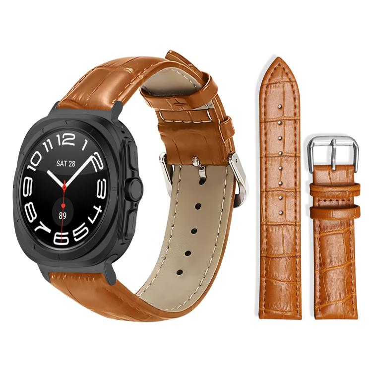 Cinturino per orologio in pelle con fibbia ad ardiglione e texture di bambù xDfind, For Samsung Galaxy Watch Ultra / Ultra 2025 22mm, For Samsung Galaxy Watch8 / Wacth8 Classic 22mm, For Samsung Galaxy Watch7 / FE / 6 / 5 / 4 20mm                      ...