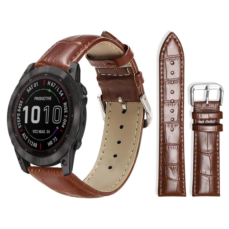Cinturino per orologio in pelle con fibbia ad ardiglione e texture di bambù xDfind, For Garmin Fenix 8/7X/6X/5X 26mm 22mm, For Garmin Fenix 8/7/6/5 22mm 20mm, For Garmin Fenix 8/7S/6S/5S 20mm 18mm, For Garmin Forerunner 45/45S/Swim2 18mm