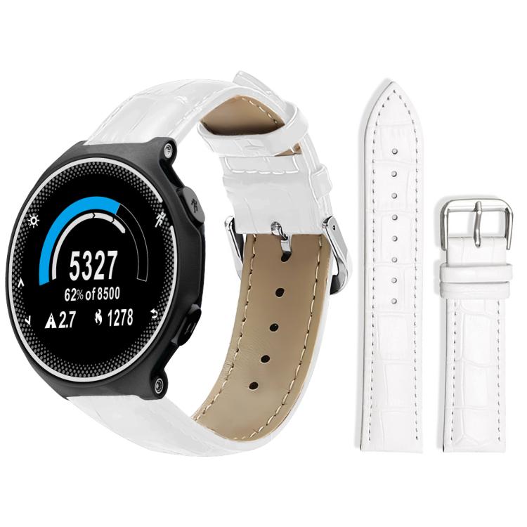Cinturino per orologio in pelle con fibbia ad ardiglione e texture di bambù xDfind, For Garmin Forerunner 220/735/735XT/230/235 20mm, For Garmin Forerunner 35/30/35j 20mm